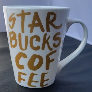 Starbucks Mug White Gold Graffiti Writing 2015 Collectible